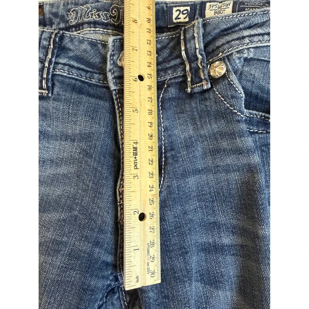 Miss Me Bootcut Jeans Blue Embroidered Crystal Embellished Size 29 - Picture 8 of 14